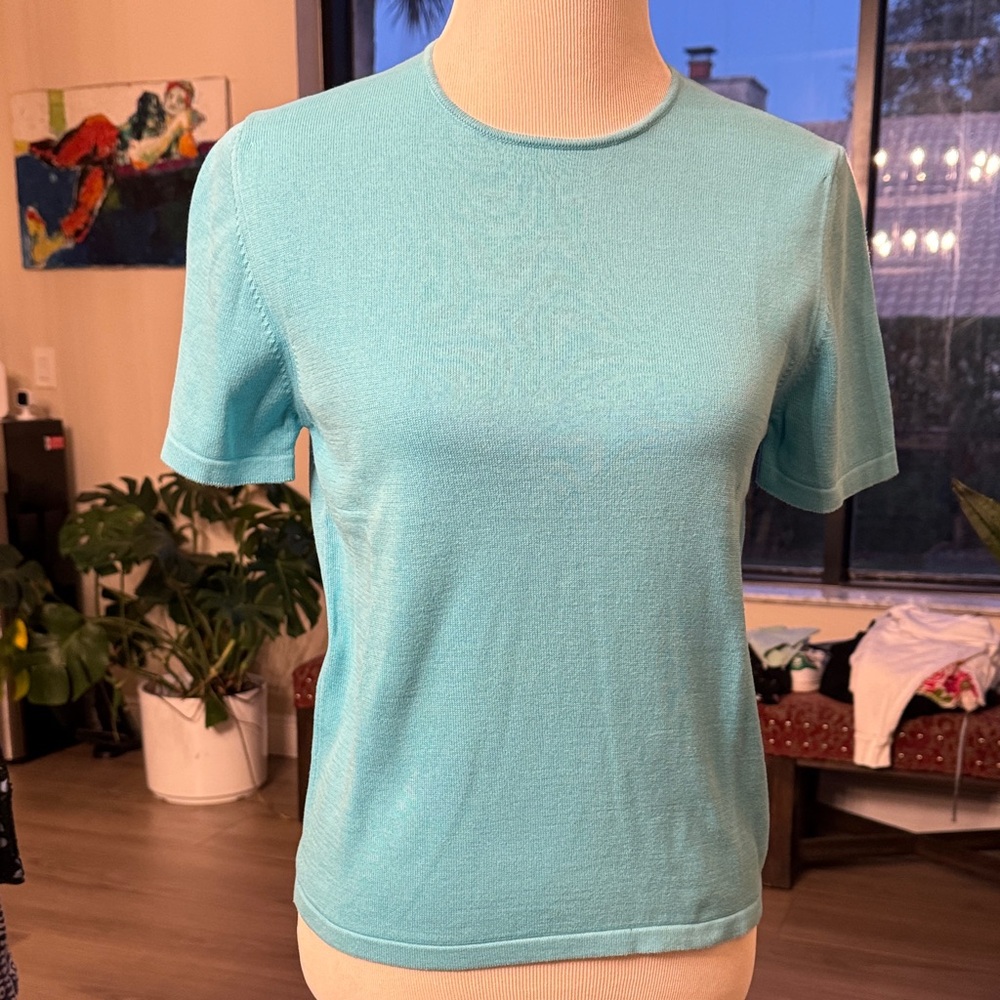 Henri Bendel Turquoise Cotton Top